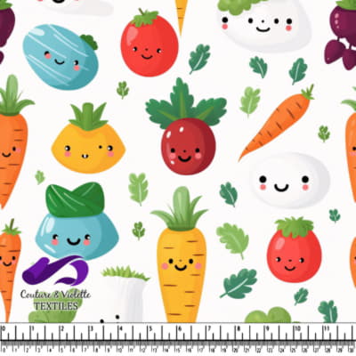 Cute Smiling Vegetables Pattern with Carrots and Tomatoes