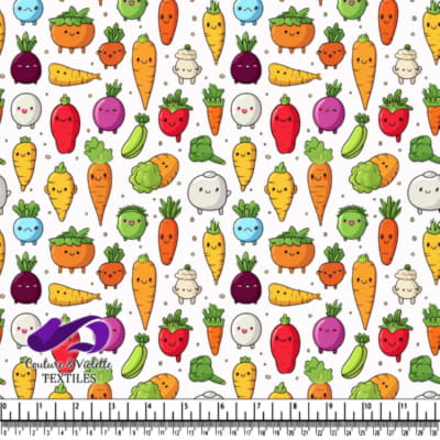 Cute Happy Vegetables Pattern with Smiling Faces