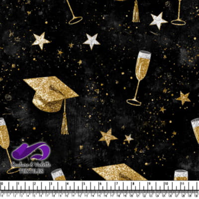 Gold and Black Graduation Celebration Pattern