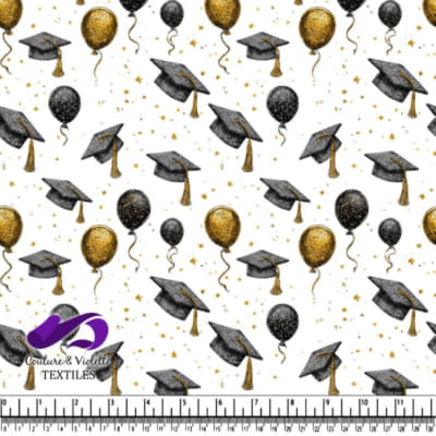 Graduation Caps Balloons and Stars Celebration Pattern