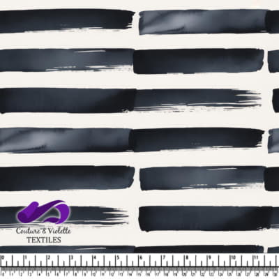 Black Brush Stroke Horizontal Pattern on White Background