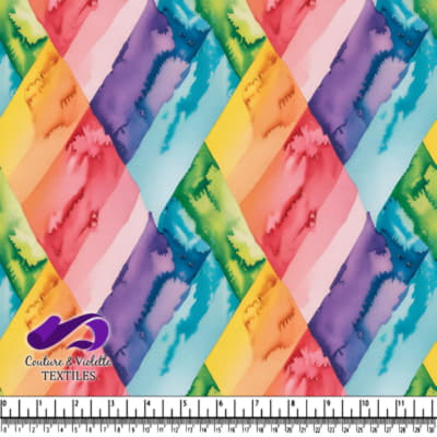Colorful Watercolor Diamond Pattern Fabric Design