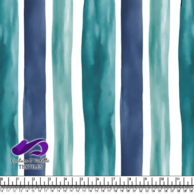 Motif en Rayures Verticales Bleu et Sarcelle Aquarelle