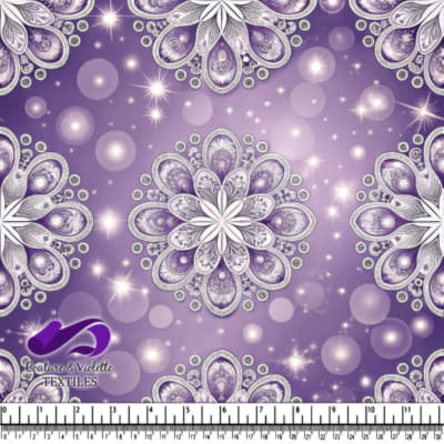 Purple Floral Mandala Pattern with Sparkling Orbs