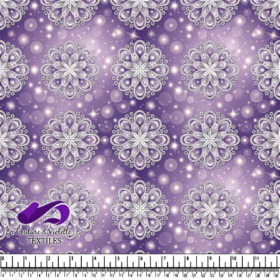Purple Floral Mandala Pattern with Sparkling Orbs