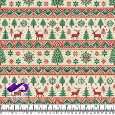 Festive Christmas Pattern with Reindeer Snowflakes and Trees