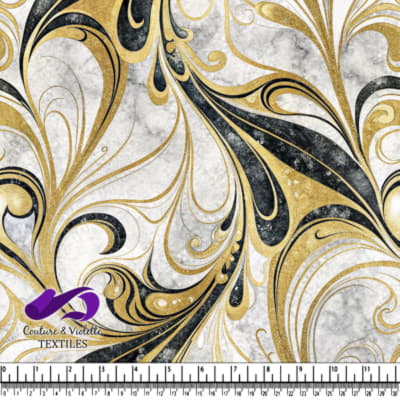 Elegant Gold Black Marble Swirl Pattern