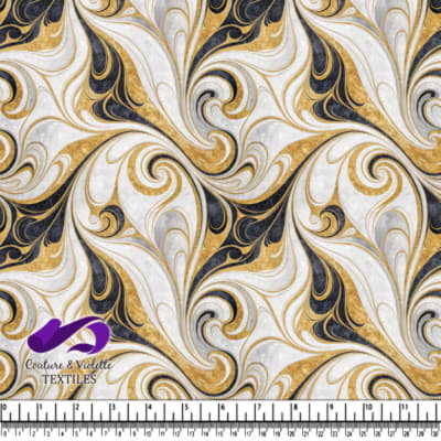Gold and Black Swirling Marble Pattern