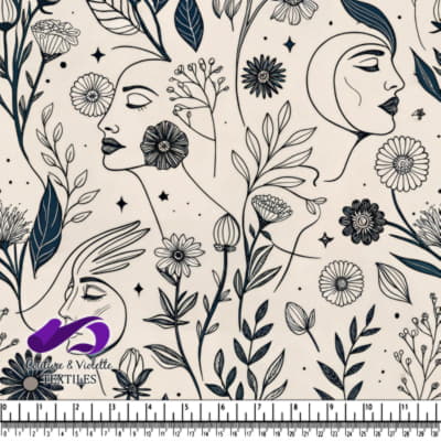 Floral Faces and Leaves Pattern