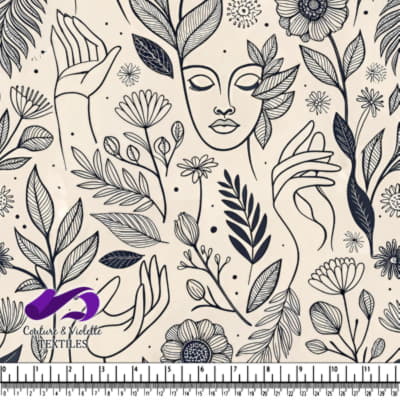 Illustration de Visages Floraux et Feuilles