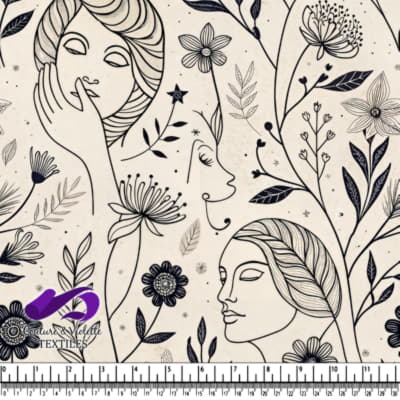 Floral Faces and Leaves Pattern