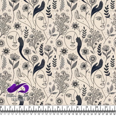 Floral Faces and Hands Pattern Design