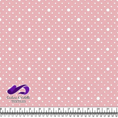 Pink Fabric with White Polka Dots Pattern
