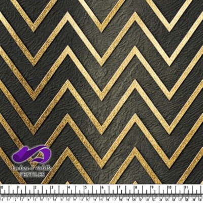 Black and Gold Chevron Pattern Fabric