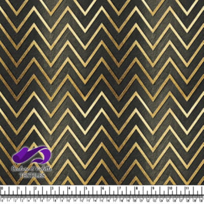 Black and Gold Chevron Pattern Fabric