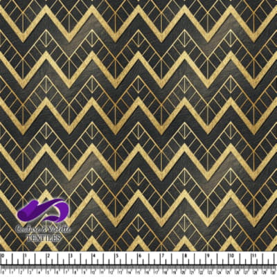 Art Deco Black and Gold Pattern Fabric