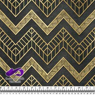 Gold and Black Geometric Pattern Fabric