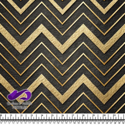 Black and Gold Chevron Pattern Fabric