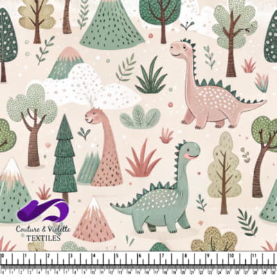 Cute Dinosaurs in Forest Pattern