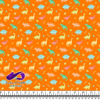 Motif de Dinosaure Coloré sur Fond Orange