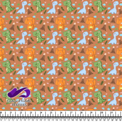 Joli Motif de Dinosaure Cartoon sur Fond Brun