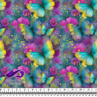 Papillons Dansants Sur des Fleurs Pourpres