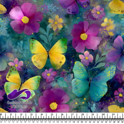 Motif Vibrant de Papillons et Fleurs