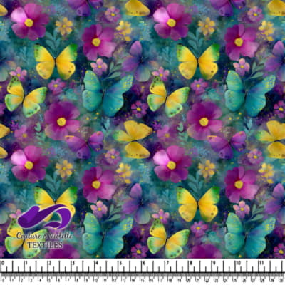 Motif Vibrant de Papillons et Fleurs