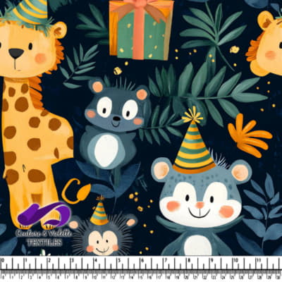 Joli Motif d'Anniversaire aux Animaux de la Jungle