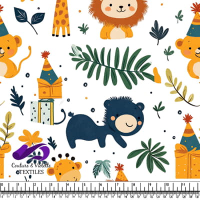 Joli Motif de Fête avec Animaux de la Jungle
