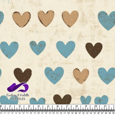 Motif de Cœurs Rustiques Bleus et Bruns