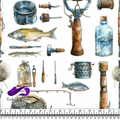 Motif Vintage d'Équipement de Pêche