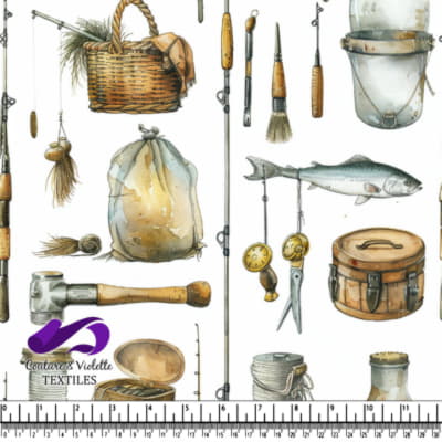 Motif d'Outils et d'Équipements de Pêche Vintage