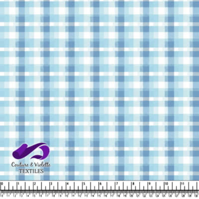 Imprimé en Coton à Carreaux Bleu Clair