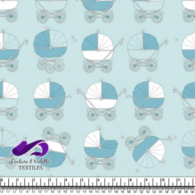 Motif Vintage de Poussette Bleue pour Bébé