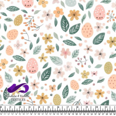 Pastel Floral and Egg Pattern Design