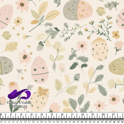 Easter Floral Pattern with Pastel Eggs