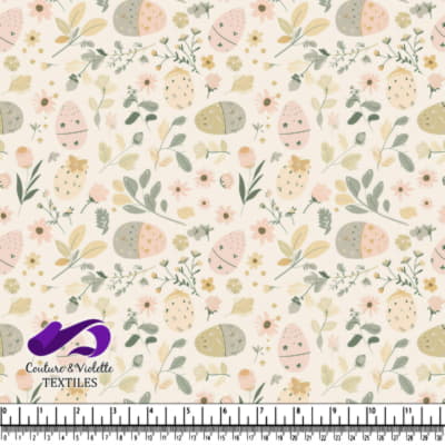 Easter Floral Pattern with Pastel Eggs