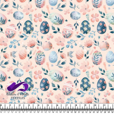 Motif Floral avec Oeufs de Pâques Décoratifs
