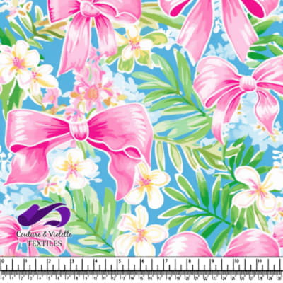 Motif Floral Tropical avec Noeuds Roses