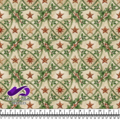 Tissu à Motif de Lierre et d'Étoiles Entrelacées