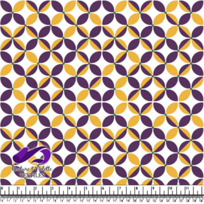 Motif de Fleurs Géométriques en Violet et Jaune