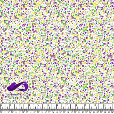 Motif de Tissu Masques de Mardi Gras et Confettis