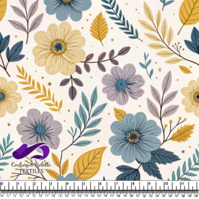 Motif Floral Atténué avec Feuilles