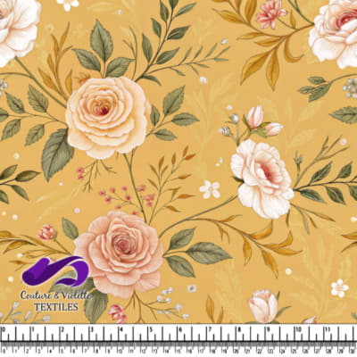 Roses Vintage sur Fond Moutarde
