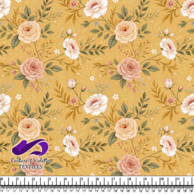 Roses Vintage sur Fond Moutarde