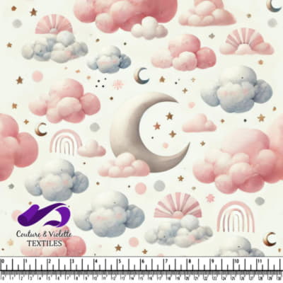 Dreamy Clouds and Crescent Moon Pattern