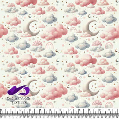 Dreamy Clouds and Crescent Moon Pattern