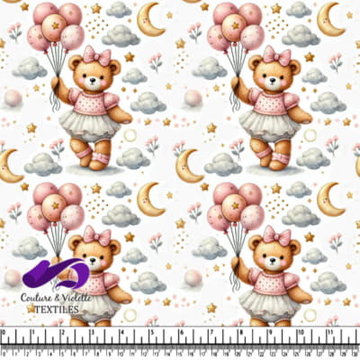 Cute Bear with Balloons in Dreamy Sky
