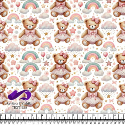 Cute Teddy Bears Rainbows and Stars Pattern
